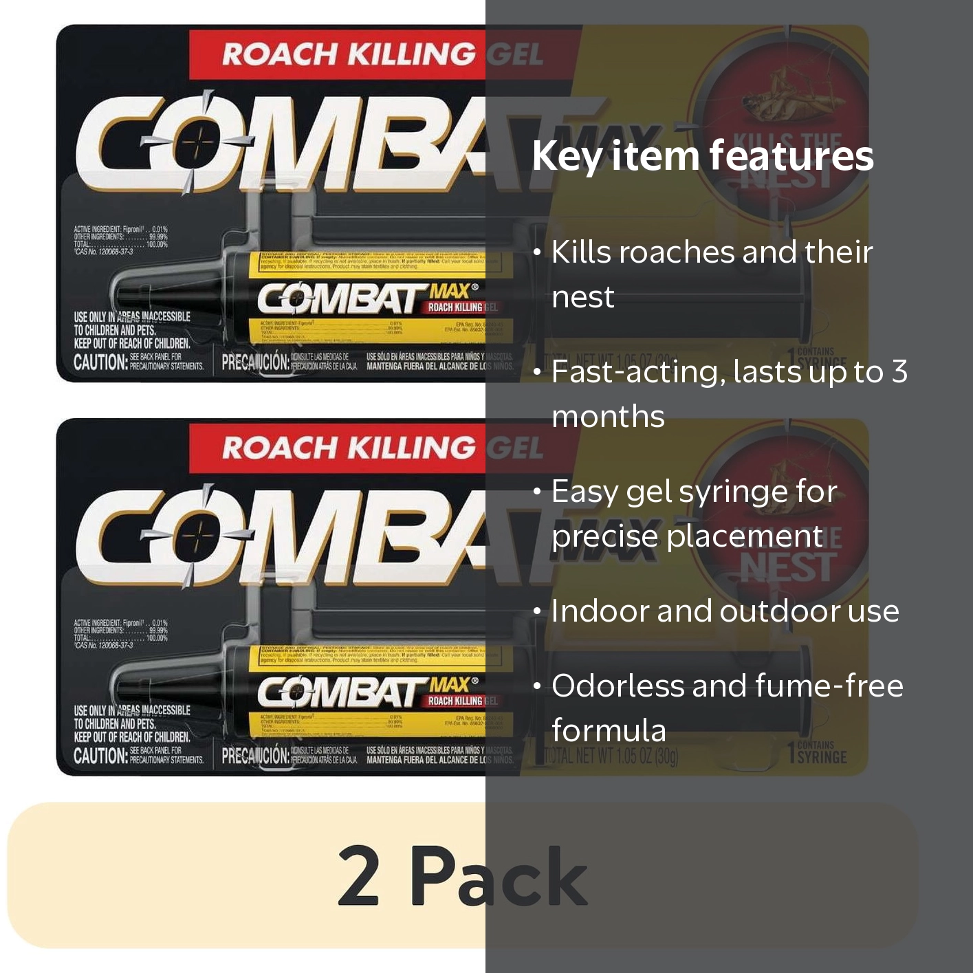 2 pack) Combat Max Roach Killing Gel for Indoor and Outdoor Use,1