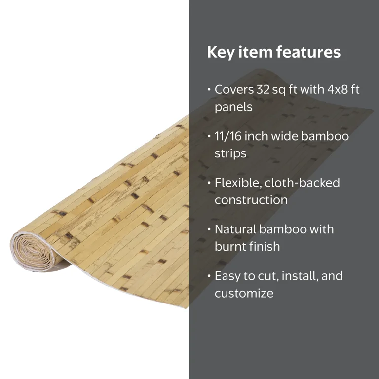 Backyard X-Scapes 4 ft H x 8 ft L Bamboo Wall Panel Natural Raw
