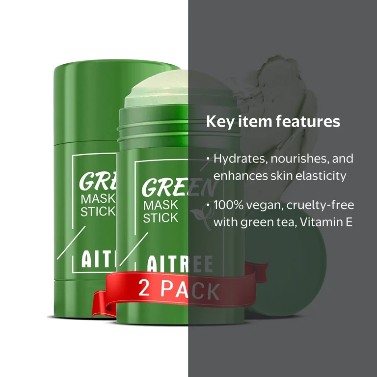 AITREE 2 Pcs Green Tea Mask Stick, Purifying Clay Face Mask