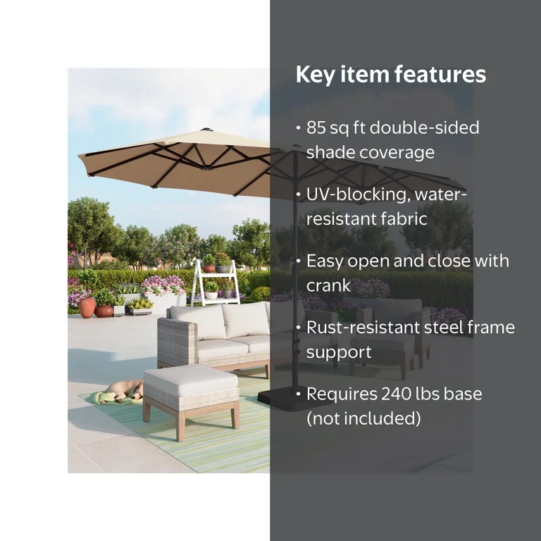 13 inch patio umbrella Grand 10x13 FT Patio with Base, Acrylic Outdoor Cantilever Aluminum Umbrellas, Rectangular Offset Umbrellas with Cover for Poolside, Deck, Backyard, Black Umbrella Pole : Patio, Lawn & Garden diameter) and 12 durable steel ribs offer exceptional support Treasure Garden 13 ft. Aluminum