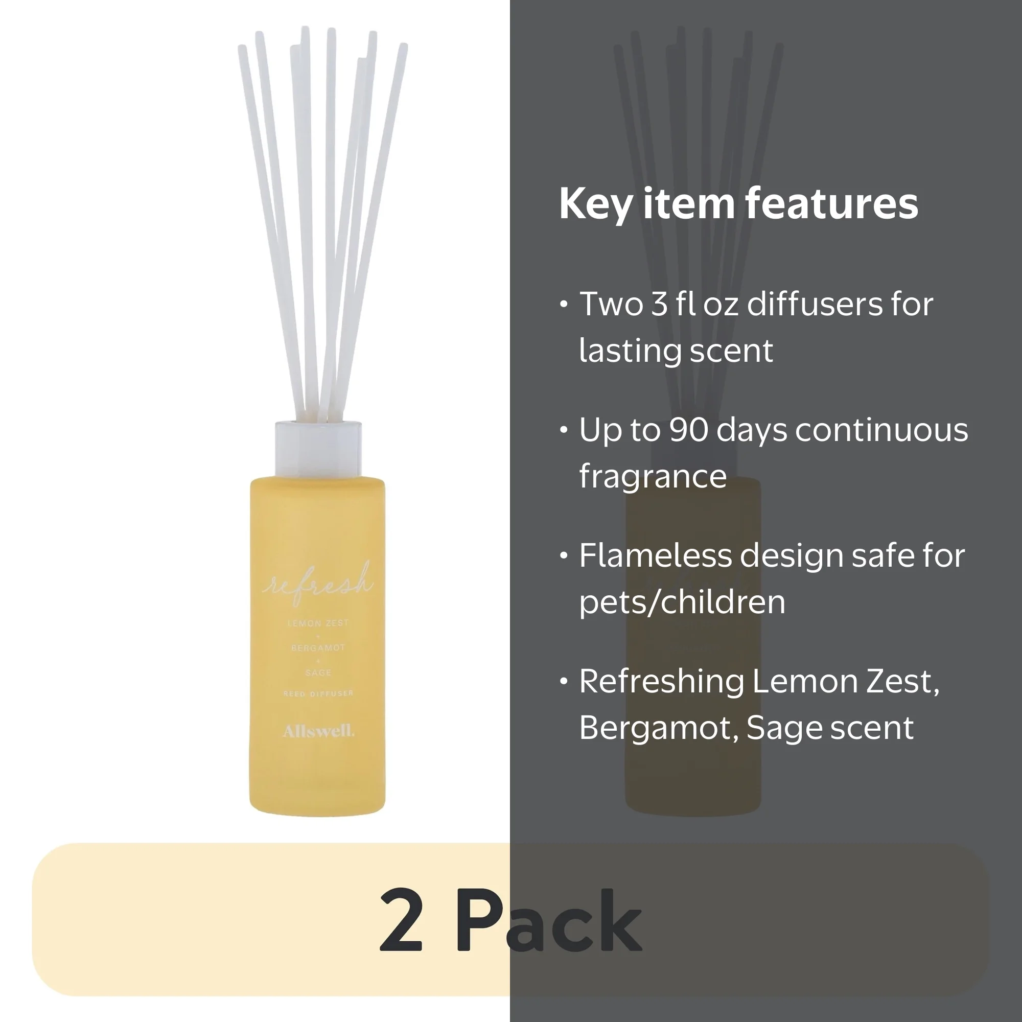 Allswell Refresh Scented Reed Diffuser - Bergamot + Sage - Walmart.com
