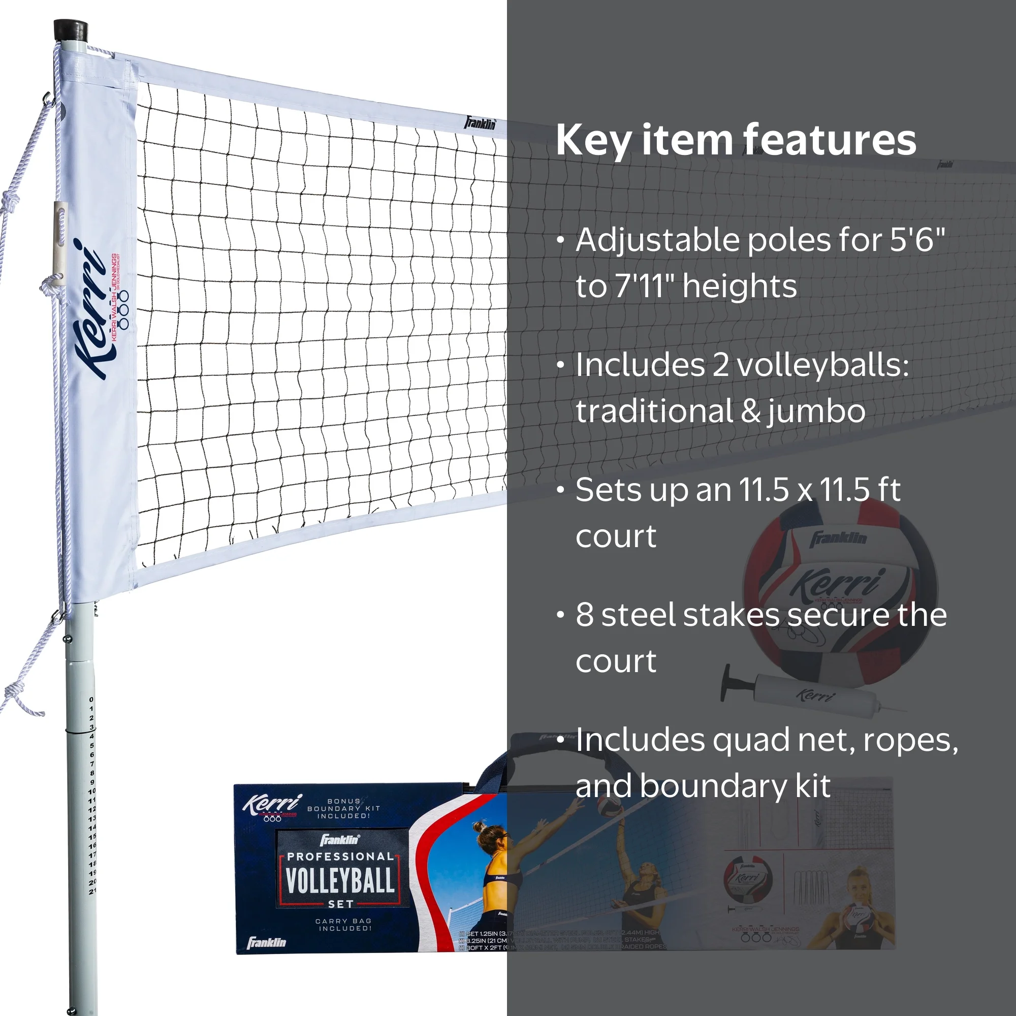 Kerri Walsh Jennings Edition Pro Quad Volleyball Set - Walmart.com