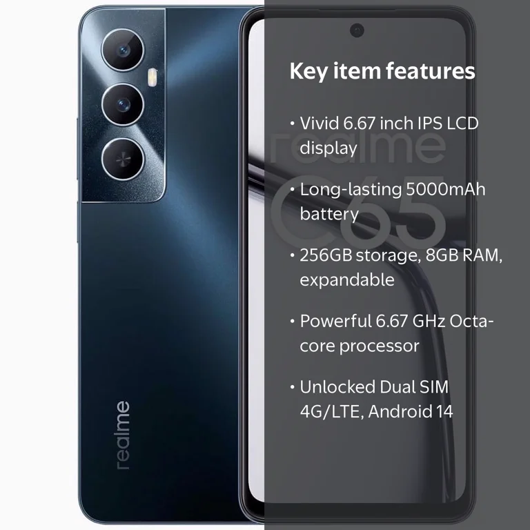 Realme C65 DUAL SIM 256GB ROM + 8GB RAM (GSM ONLY | NO CDMA