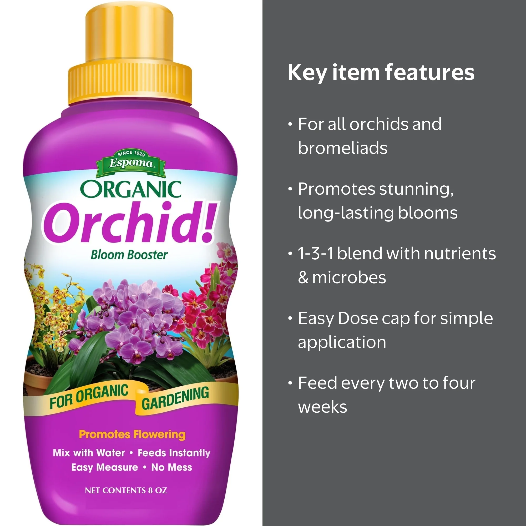 Espoma Organic Orchid Bloom Booster Plant Food, 1-3-1 Fertilizer, 8 oz