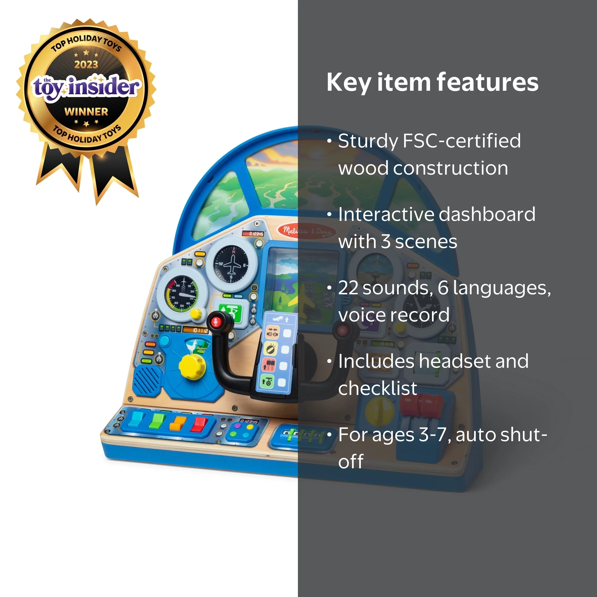 Melissa & Doug FSC Certified Jet Pilot Interactive Dashboard