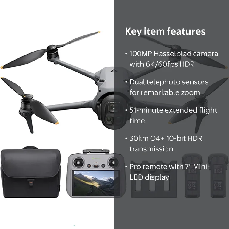 DJI, Drone Fly More Combo, 100MP Hasselblad Camera, 51-Min Flight