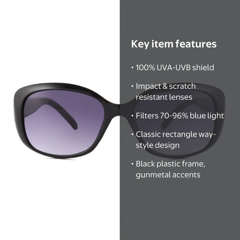 【ラプンツェル様用】SAPIENCY / For Those Who Never Sunsentials By Foster Grant Women's Rectangle Sunglasses, Black