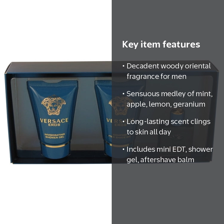 Versace, Eros fragrance set, Mini EDT 0.17 oz, Shower Gel 0.8 oz
