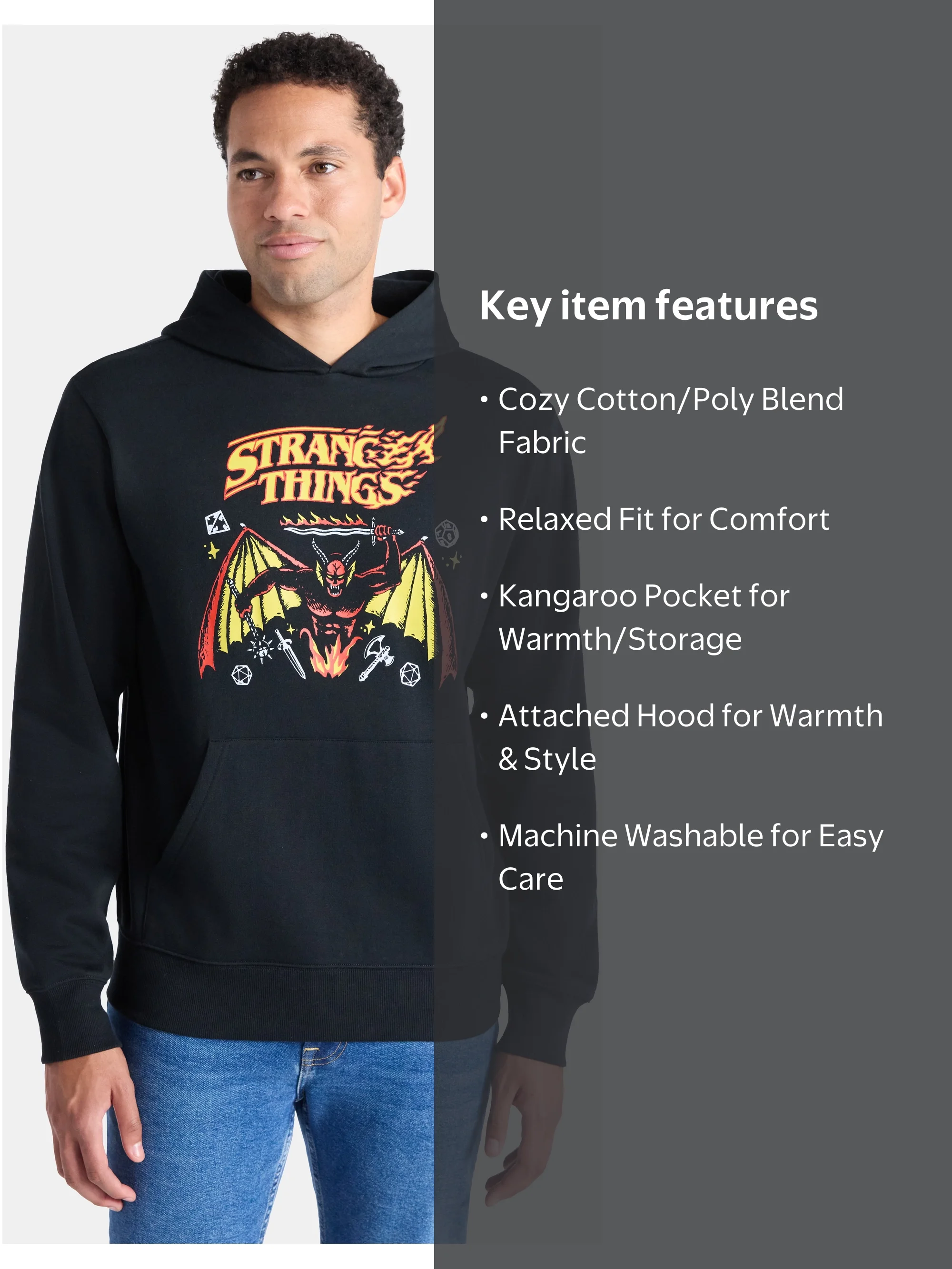 ih nom uh nit スウェット ストレンジャーシングス XL Netflix Stranger Things Men's and Big Men's Hellfire Graphic