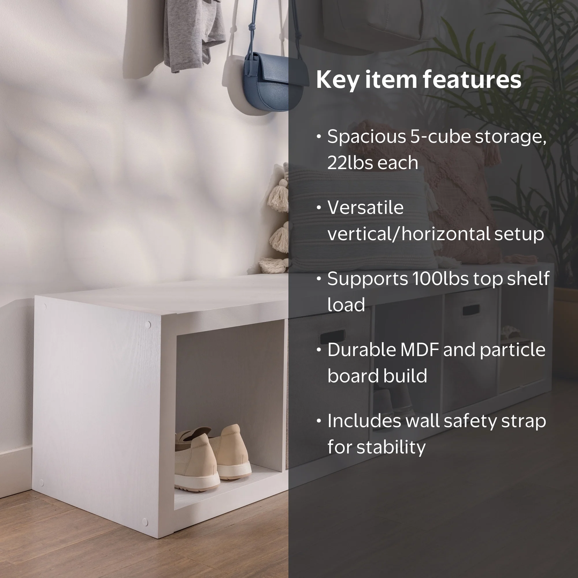 Better Homes & Gardens 5 Cube Vertical Storage Organizer, White