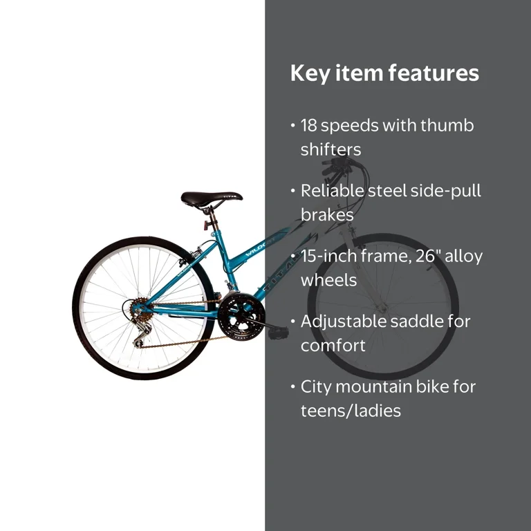 Titan Wildcat 18-Speed Women's Mountain Bike, Blue & White