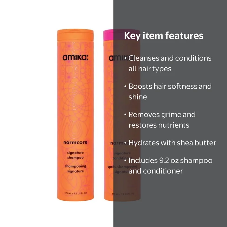 Amika Normcore Signature Shampoo 9.2 oz, Conditioner 9.2 oz, Soft