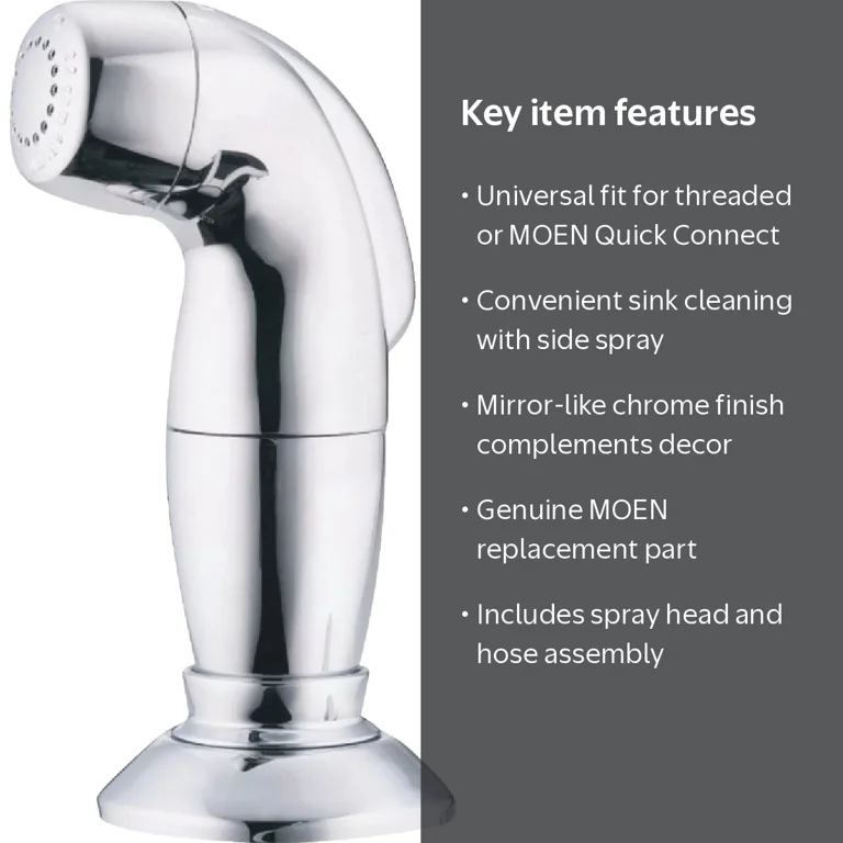 YA−MAN GR13W Moen, Kitchen Spray Head and Hose Assembly, Universal, Chrome