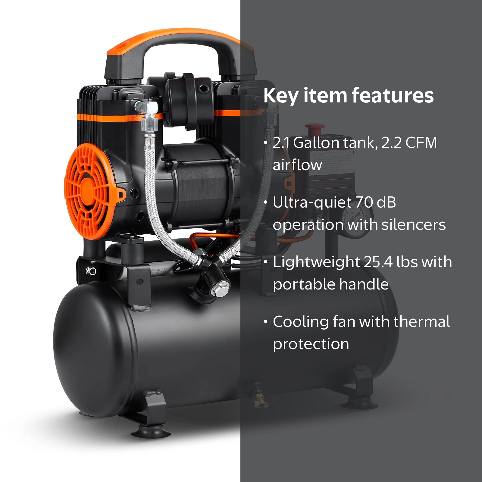 VEVOR 2.1 Gallon Air Compressor, 1.2HP, 2.2 CFM@90PSI, Max. 116PSI