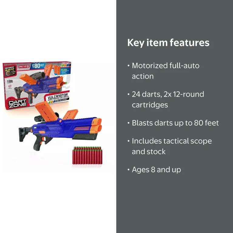 Dart Zone Motorized Vulcanator Double Magazine Dart Blaster