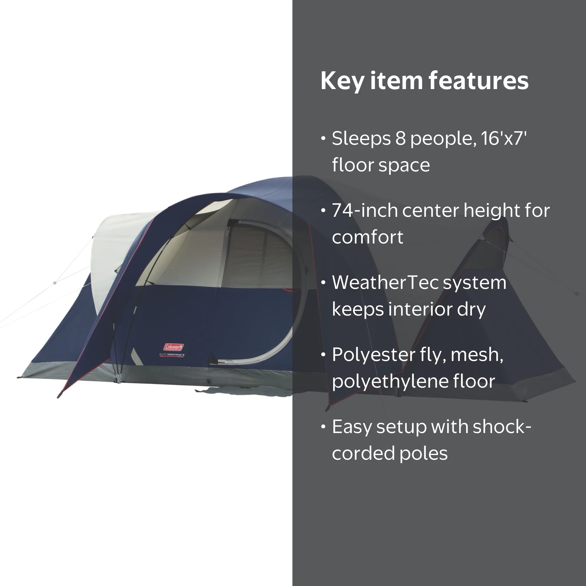 Coleman Elite Montana 8-Person Dome Tent with LED Light - Walmart.com
