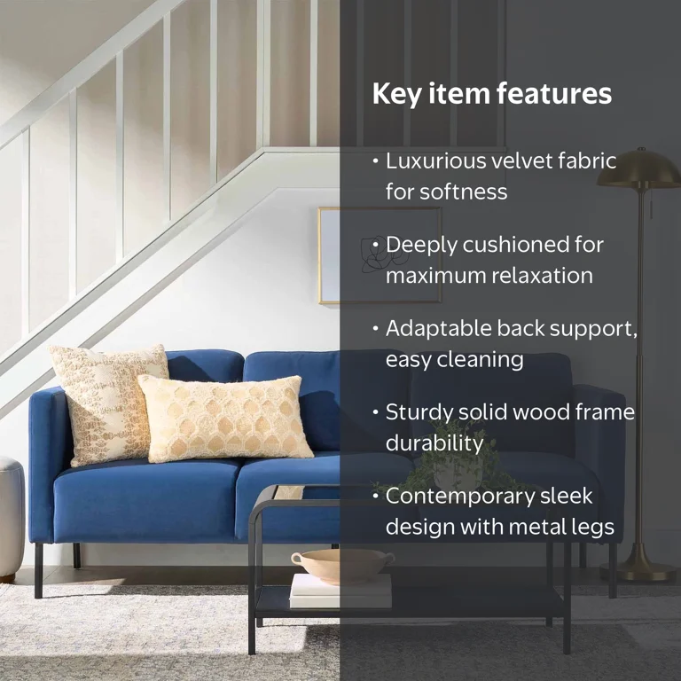 Better Homes & Gardens Wyatt Velvet Sofa, Blue Cove - Walmart.com