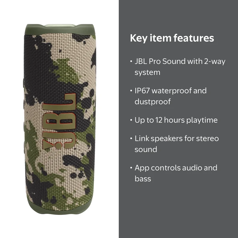 JBL, Waterproof Bluetooth Speaker, Flip 6, 12 Hours Battery
