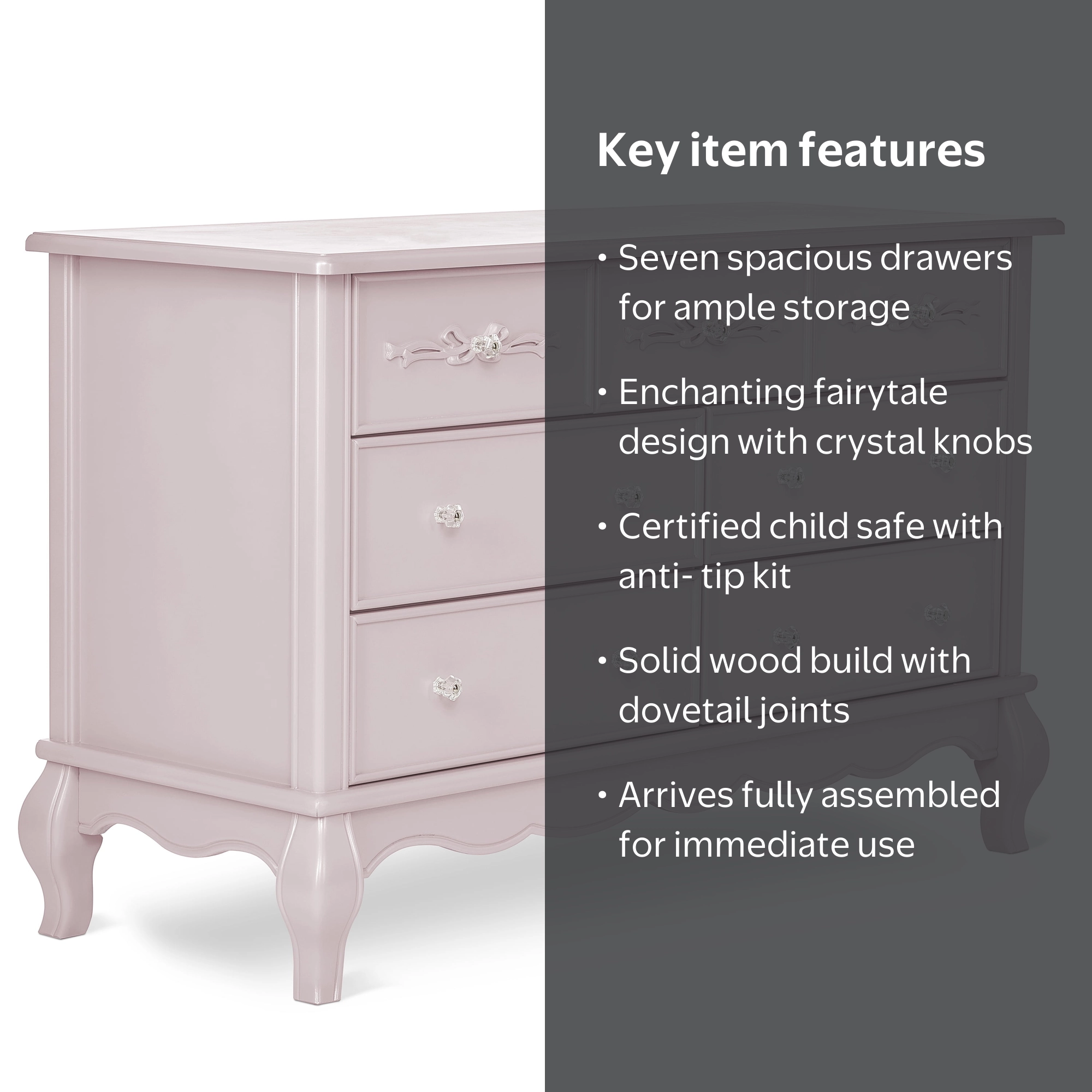 evolur aurora 7 drawer double dresser blush pink pearl See deals & similar results for Evolur Aurora Pink Pearl 7-Drawer Dresser -  Nursery Storage