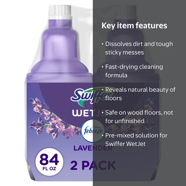 Swiffer, WetJet Floor Cleaner, 42.2 fl oz, Lavender Scent, 2 Pack