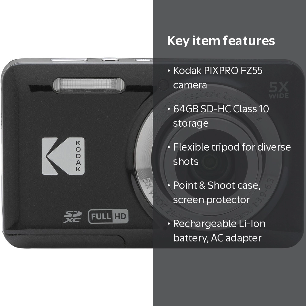 Kodak PIXPRO FZ55 Point & Shoot Digital Camera Photography Kit
