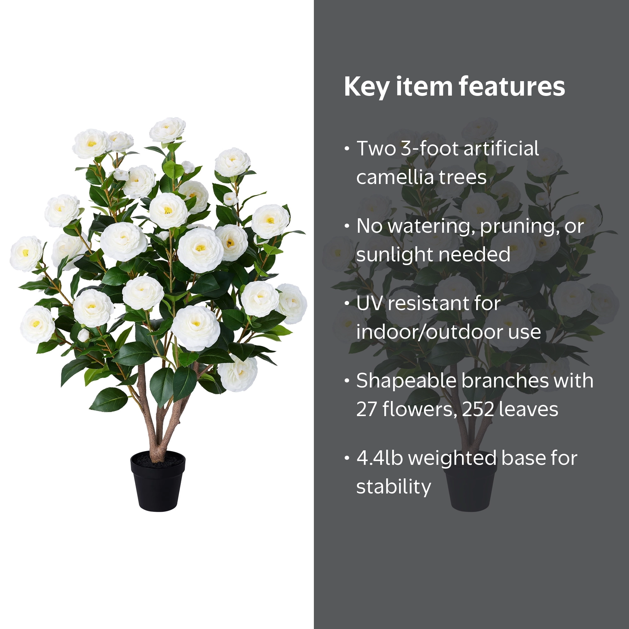 DR.Planzen 2 Pack Artificial Camellia Tree 3FT in Pot – 27