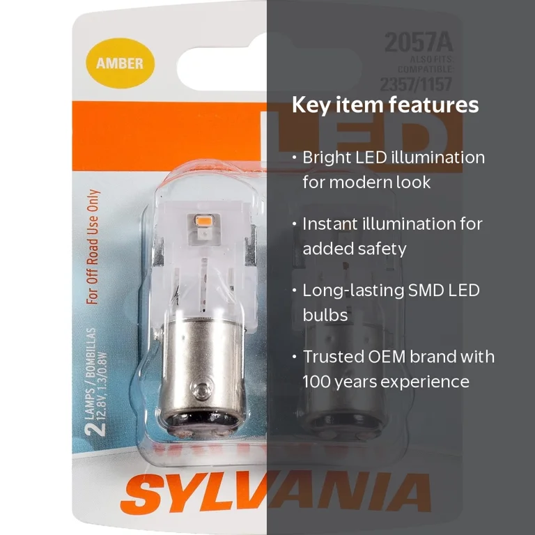 SYLVANIA - 2057 LED Amber Mini Bulb - Bright LED Bulb, Ideal for
