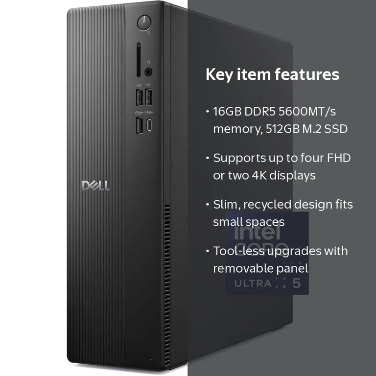 Dell, Slim Desktop ECS1250, Intel Core Ultra 5-225, 16GB DDR5