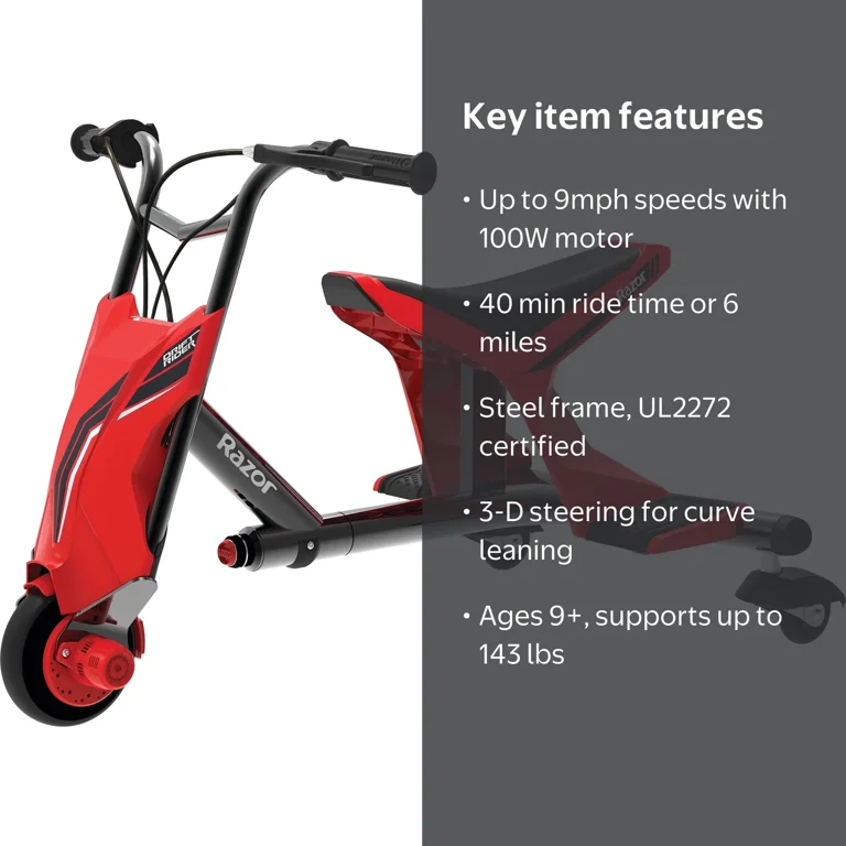 Razor Drift Rider - 22V Electric Powered Ride-on, up to 9 mph, for