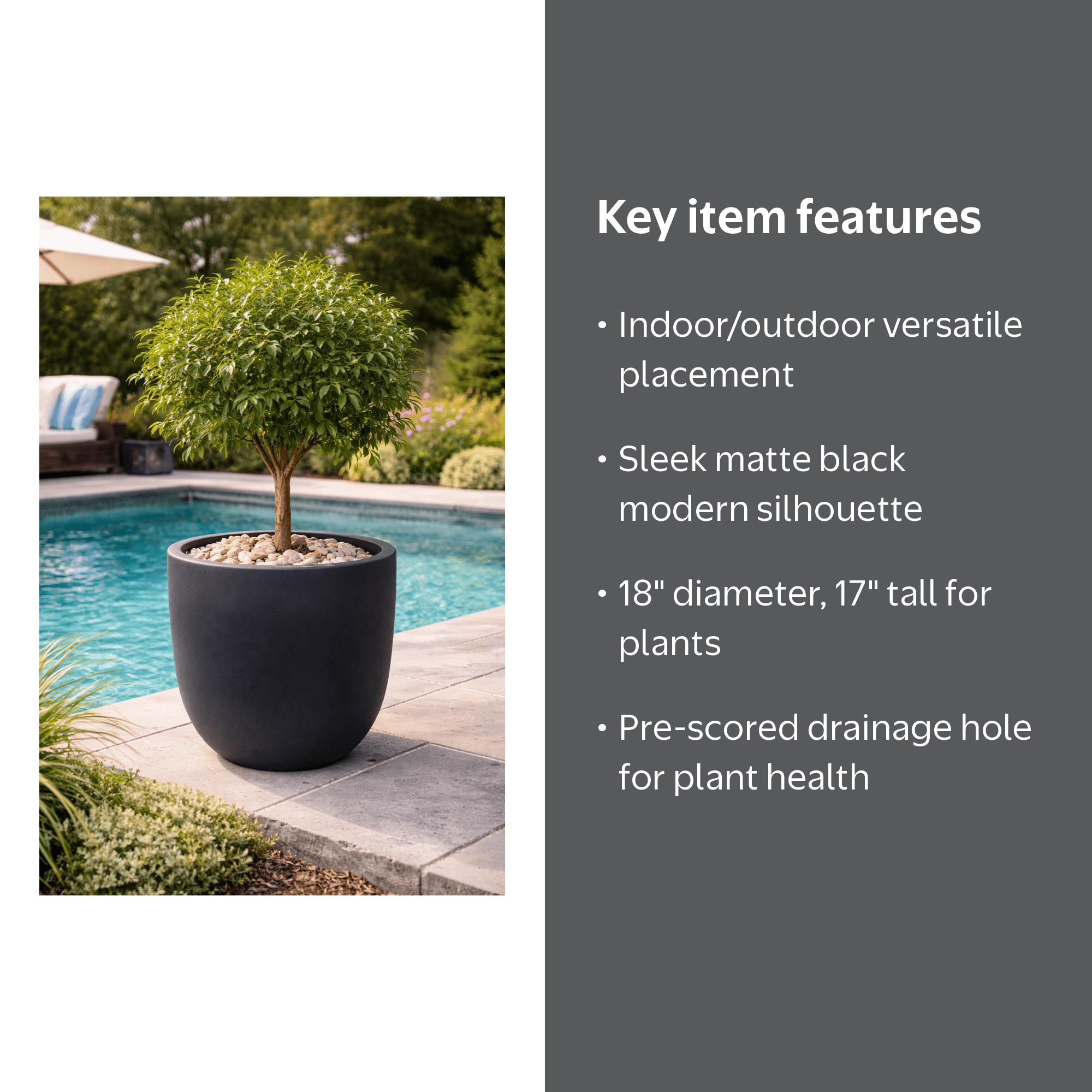 Better Homes & Gardens 18in Mosswood Resin Planter, Outdoor Matte