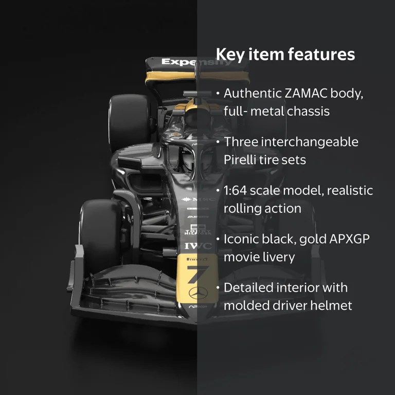Hot Wheels F1 The Movie APXGP Diecast Car, Black with Gold Livery