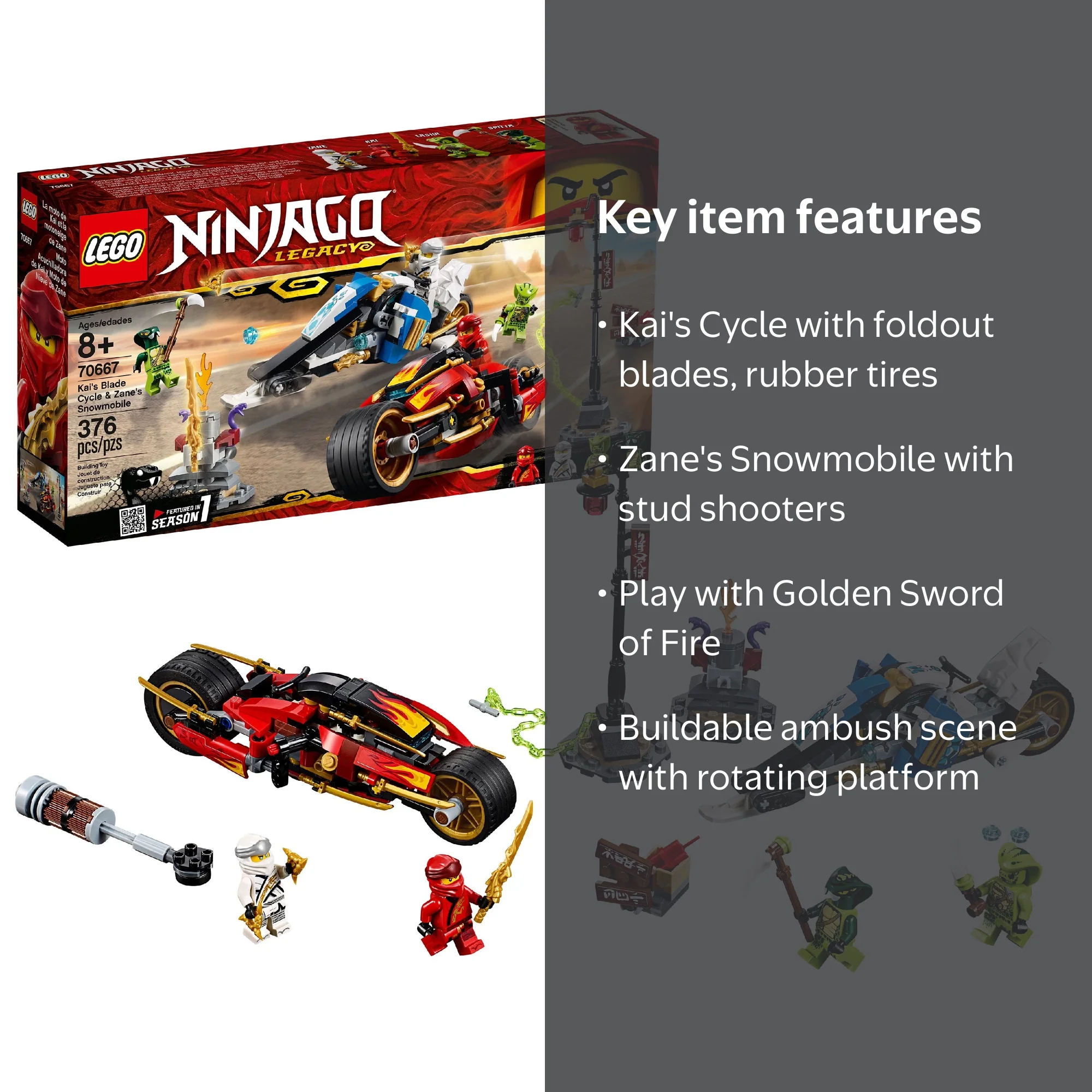 LEGO Ninjago Kai's Blade Cycle & Zane's Snowmobile 70667 - Walmart.com