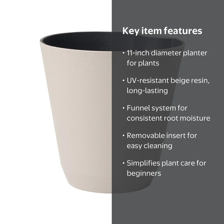 Mainstays 11 in. Beige Resin Self-Watering Planter - Walmart.com