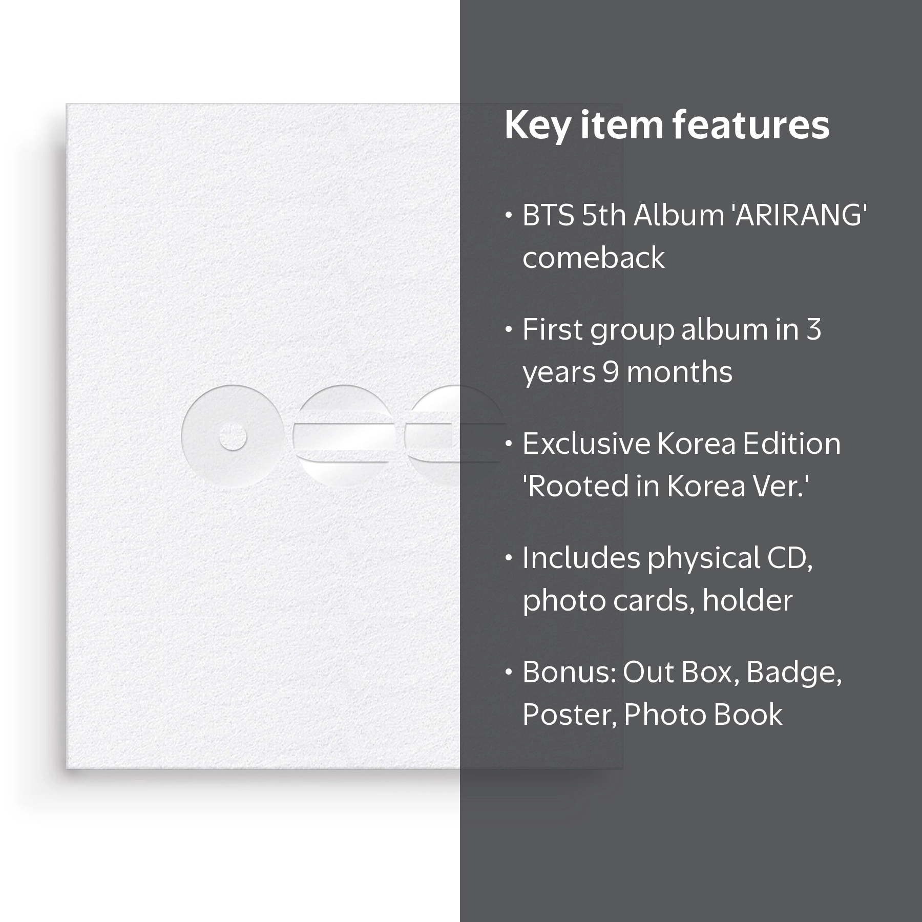 BIGHIT MUSIC, BTS The 5th Album 'ARIRANG' Rooted in Korea Ver., CD