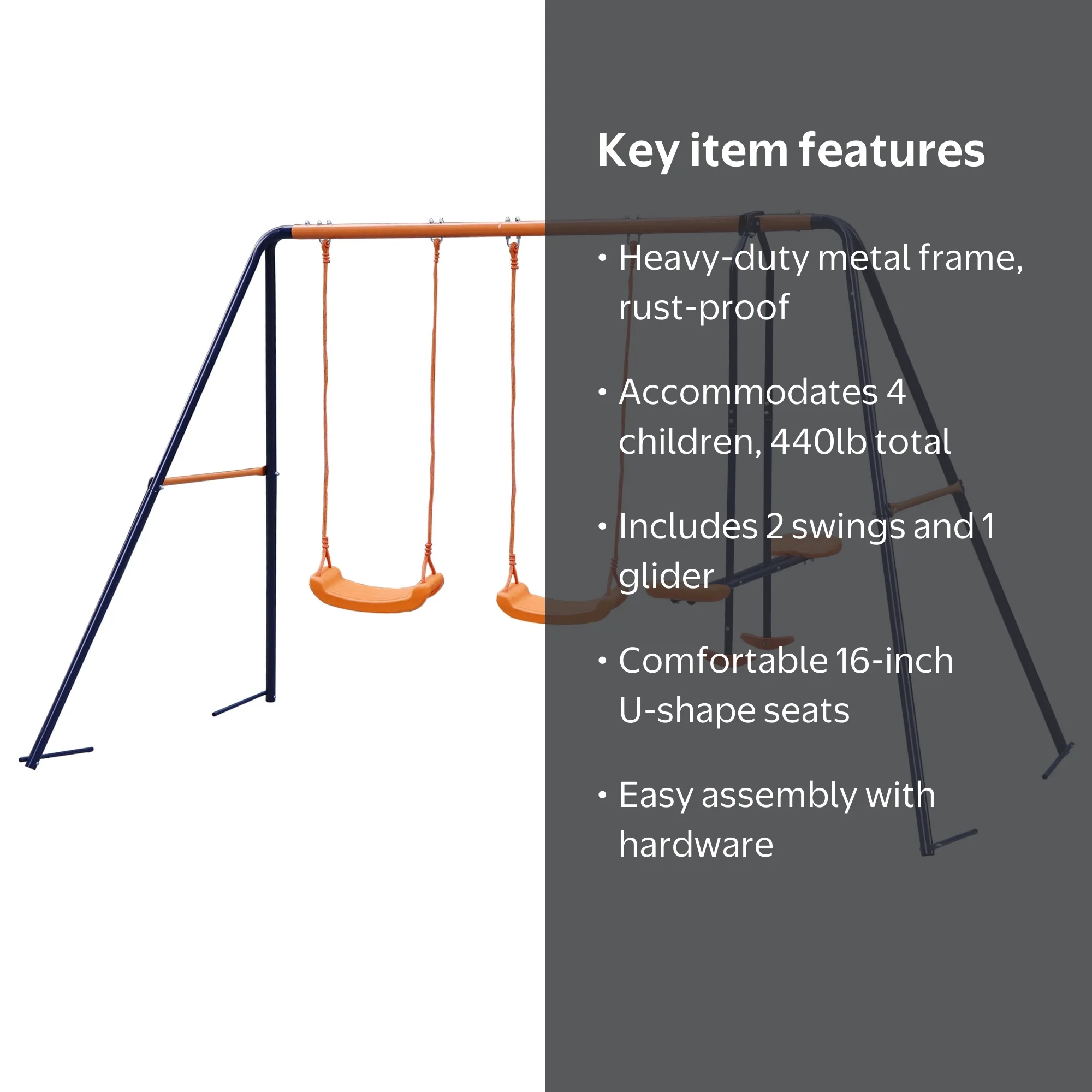 ZenSports, Outdoor Double Kids Swing Set, Heavy-Duty, Multicolor