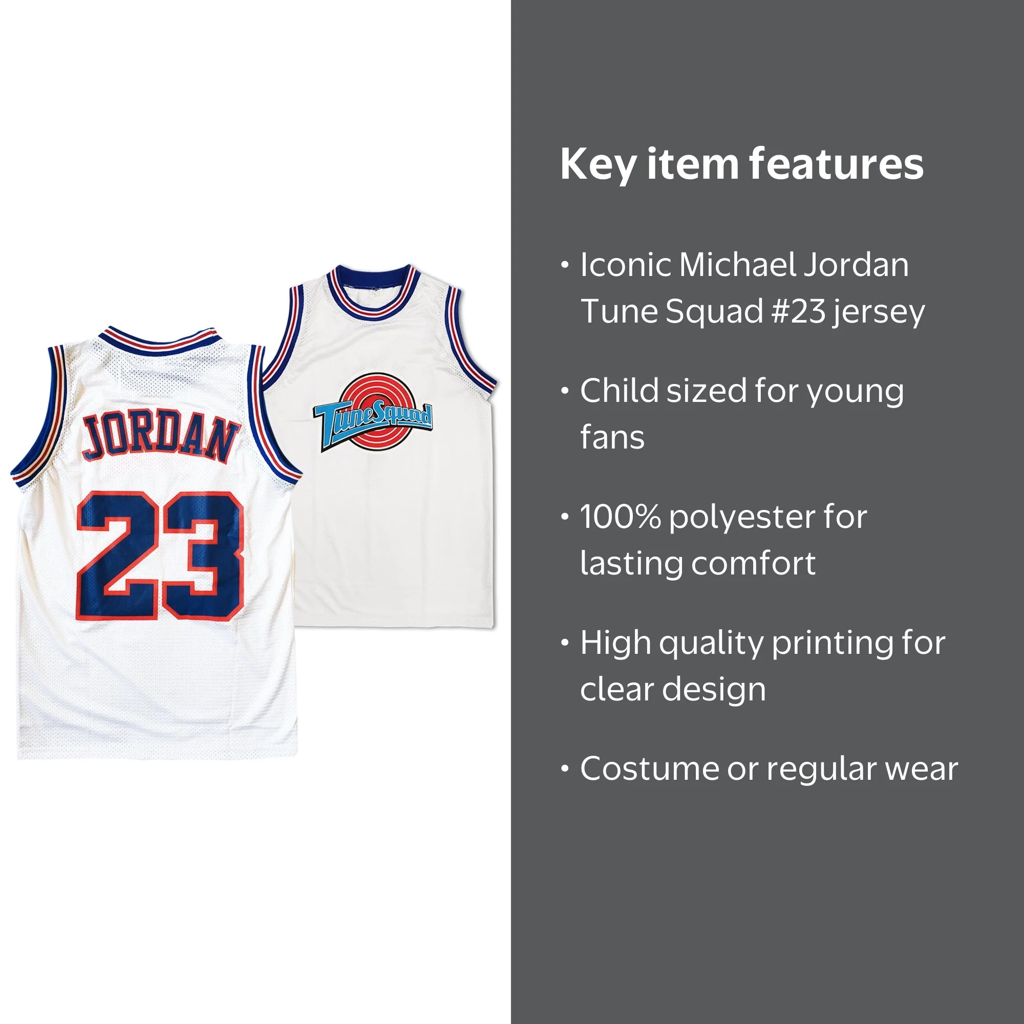 Michael Jordan #23 Tune Squad White Basketball Youth Jersey