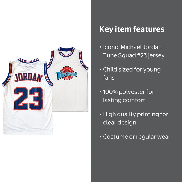 Michael Jordan #23 Tune Squad White Basketball Youth Jersey