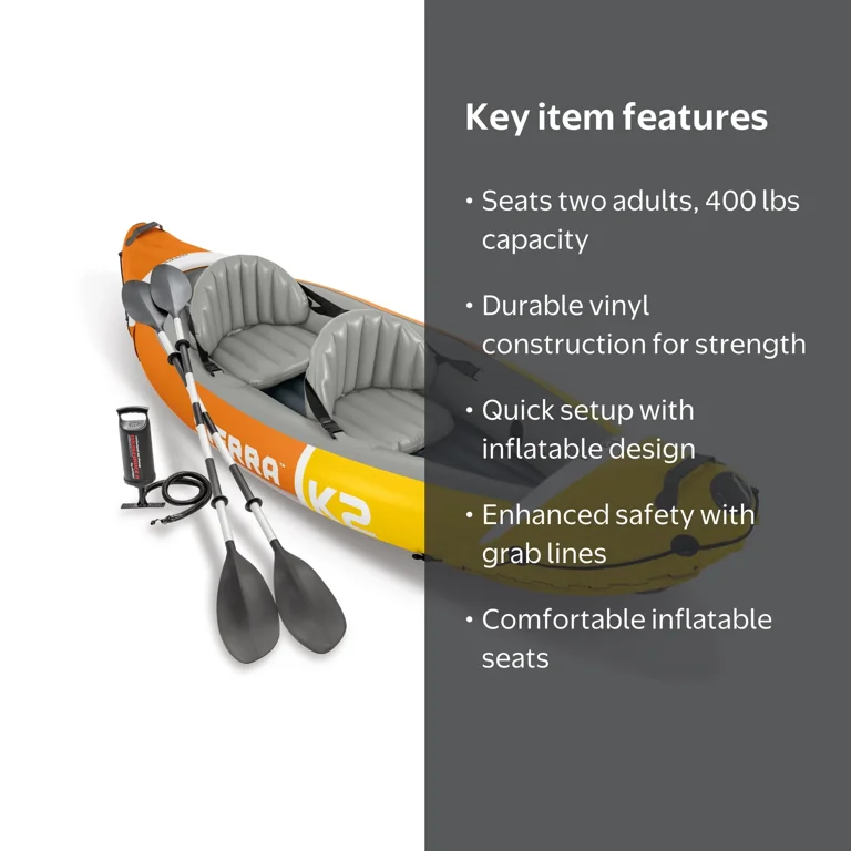 Intex Sierra K2 2-Person Inflatable Blow Up Fishing Kayak with