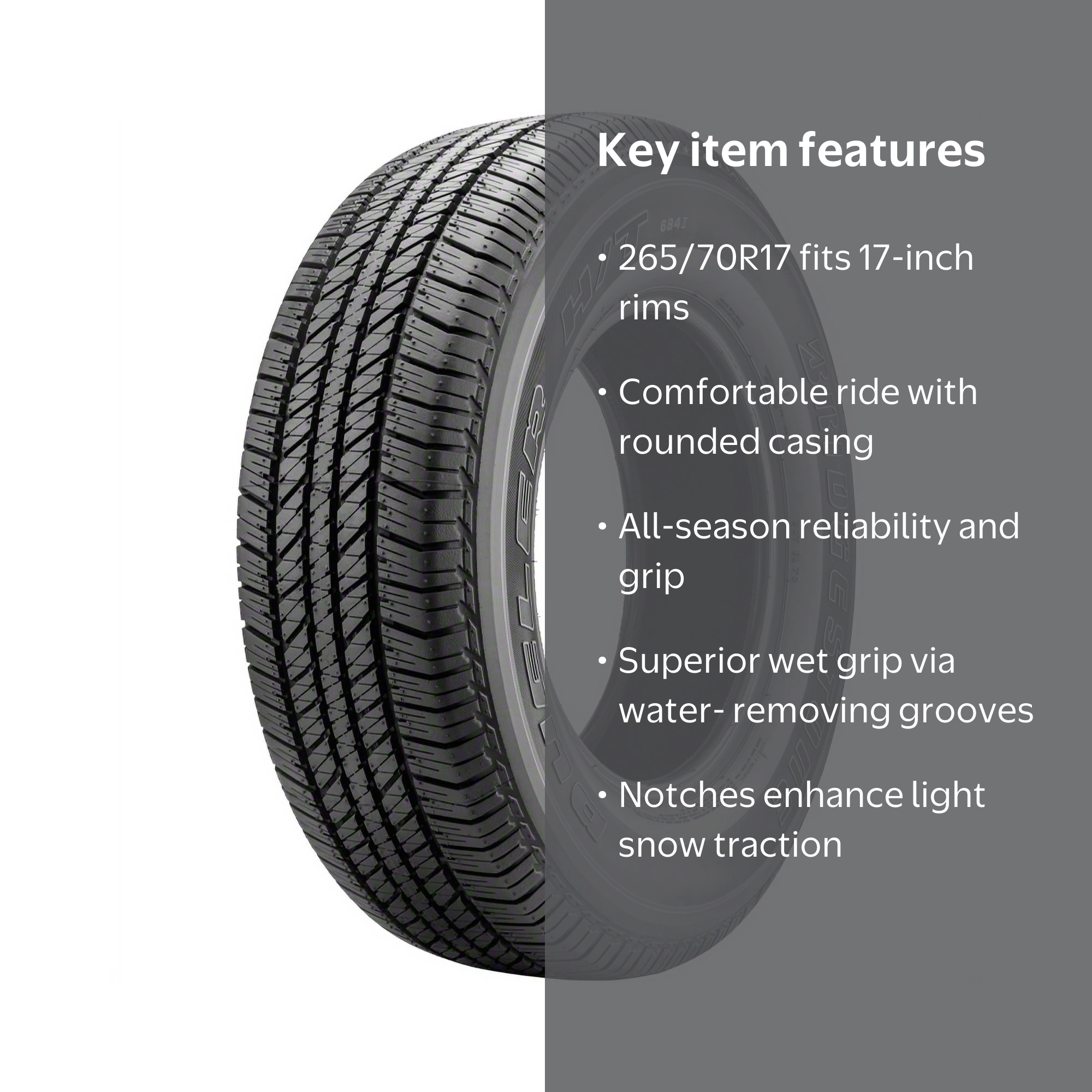 Bridgestone Dueler H/T 684 II All-Season Tire, 265/70R17 113 S