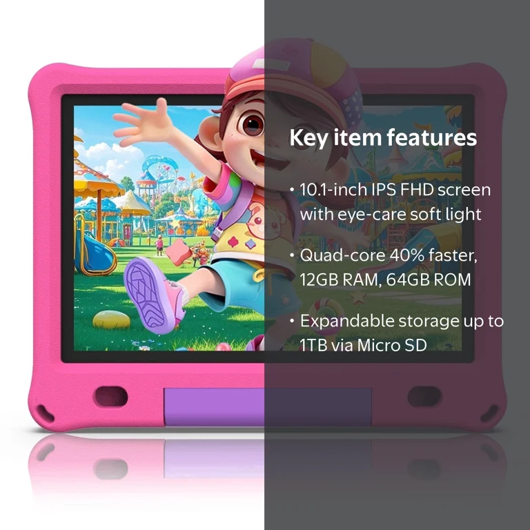 FITIFUN 10.1 inch Kids Tablet Android 15, 3GB RAM 64GB ROM 1TB