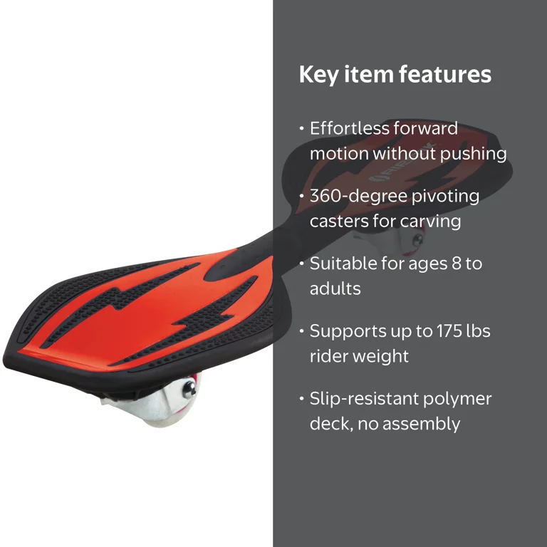 Razor, RipStik Ripster Caster Board, 68mm 360-Degree Casters, Red