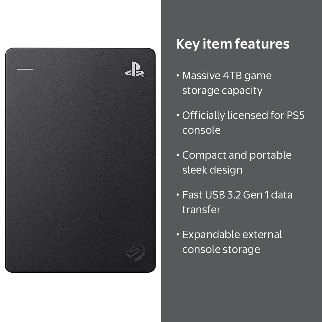 Seagate 4TB PS5 Game Drive - Officially Licensed External USB 3.2