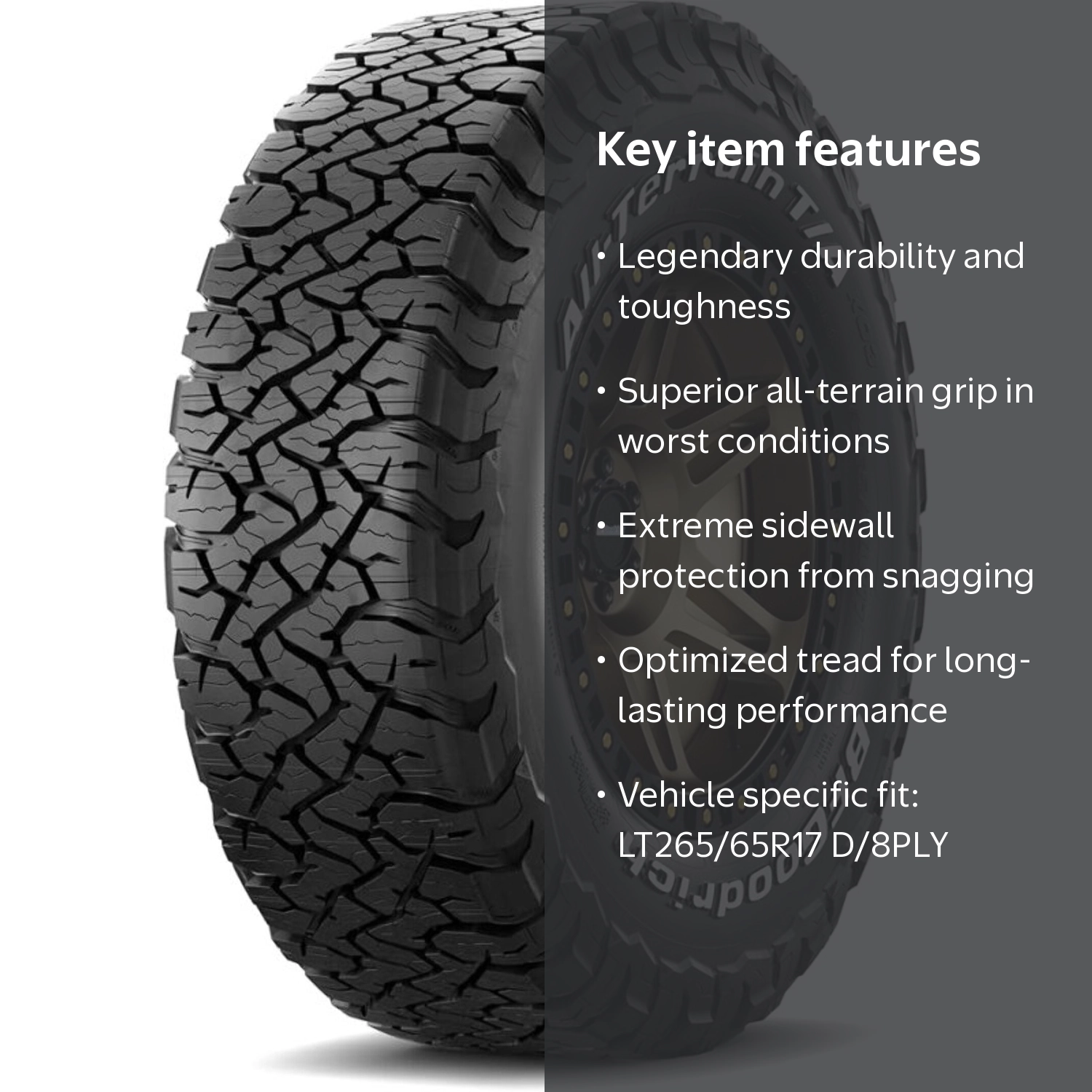 のぶみ様　BFGoodrich LT265/65R17 4本　バリ山　④ BF Goodrich All-Terrain TA KO3 LT265/65R17 D/8PLY Light Truck