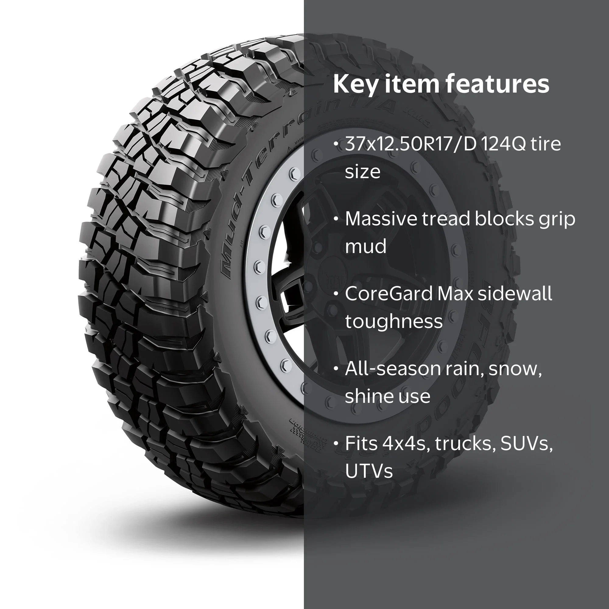 BFGoodrich Mud-Terrain T/A KM3 All-Season 37x12.50R17/D 124Q Tire