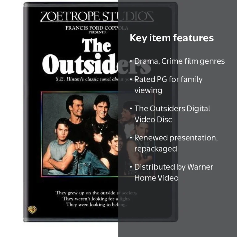 The Outsiders DVD, Drama, Crime, Warner Home Video, PG Rated