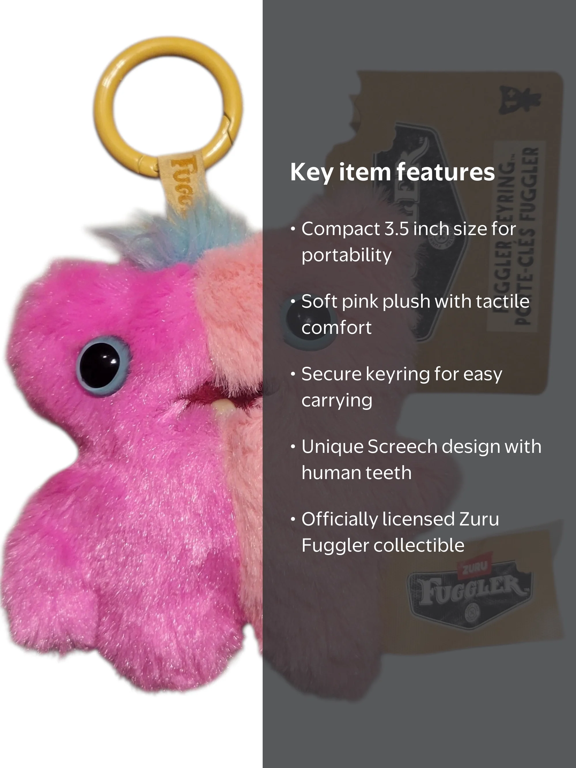 Fuggler Baby Pinkles Key Rings by ZURU Funny Ugly Monster, Plush