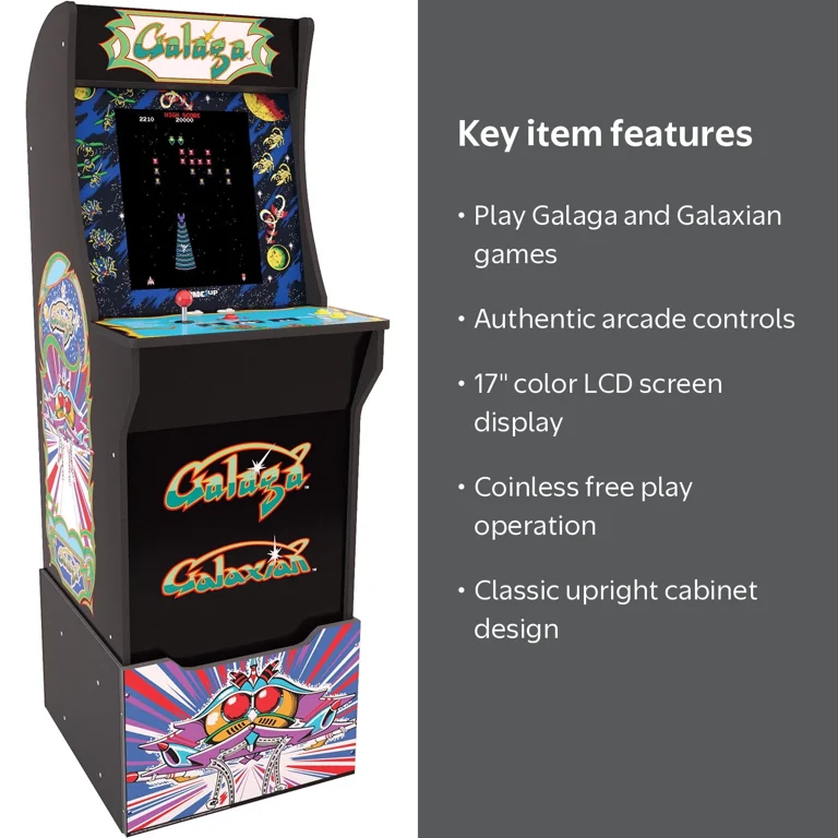 Arcade1Up Galaga Arcade Machine, Coinless Operation, Multicolor