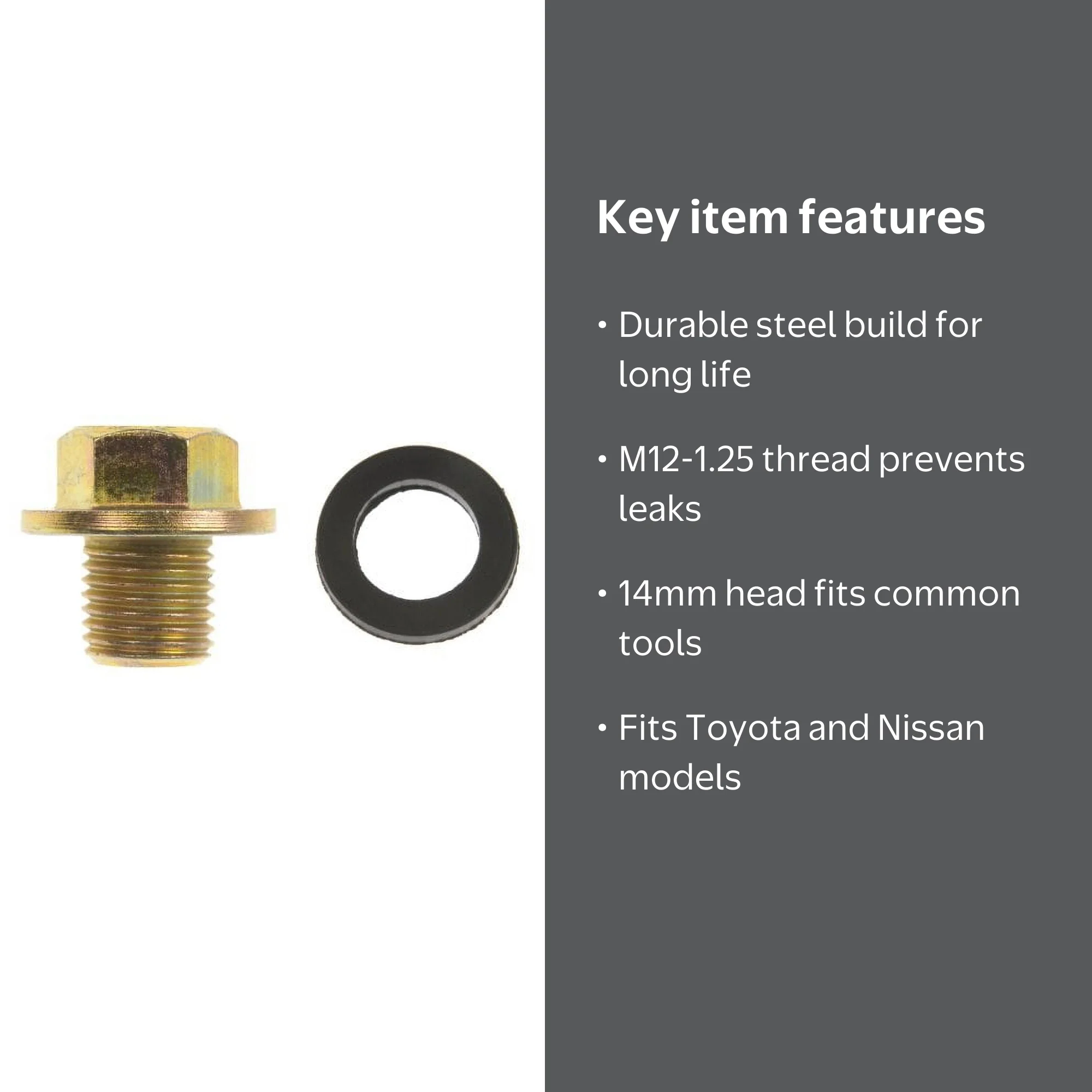 AUTOGRADE, Automotive Drain Plug, 65263, with 14mm Head Size