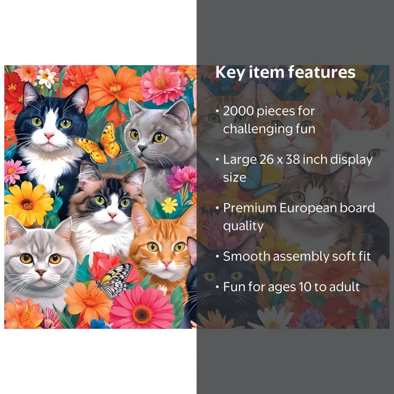 RoseArt Colorluxe 2000-Piece Blooming Kittens Adult Interlocking RoseArt Colorluxe 2000-Piece Blooming Kittens Adult Interlocking