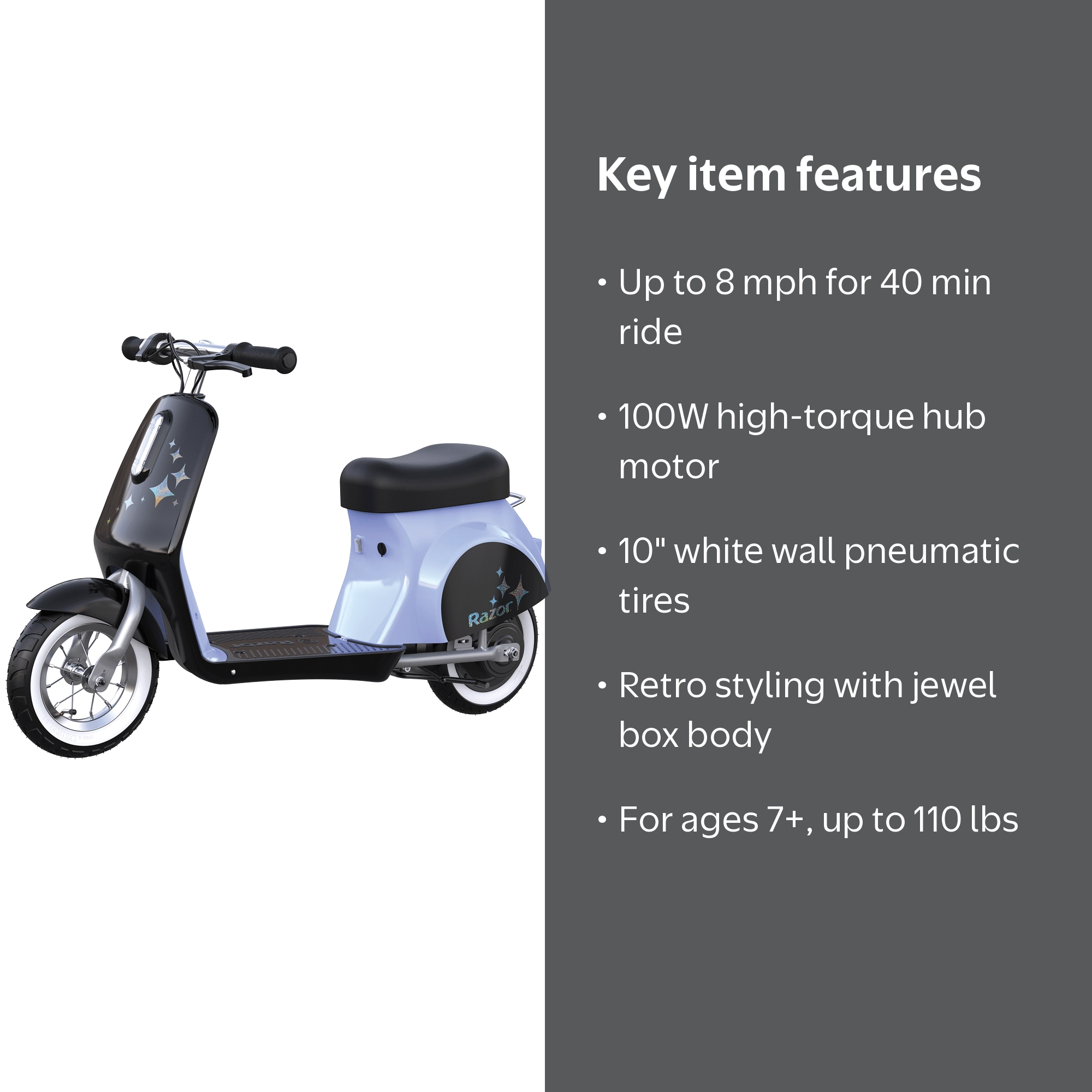Razor Pocket Mod Petite - Purple, 12V Mini Euro-Style Electric